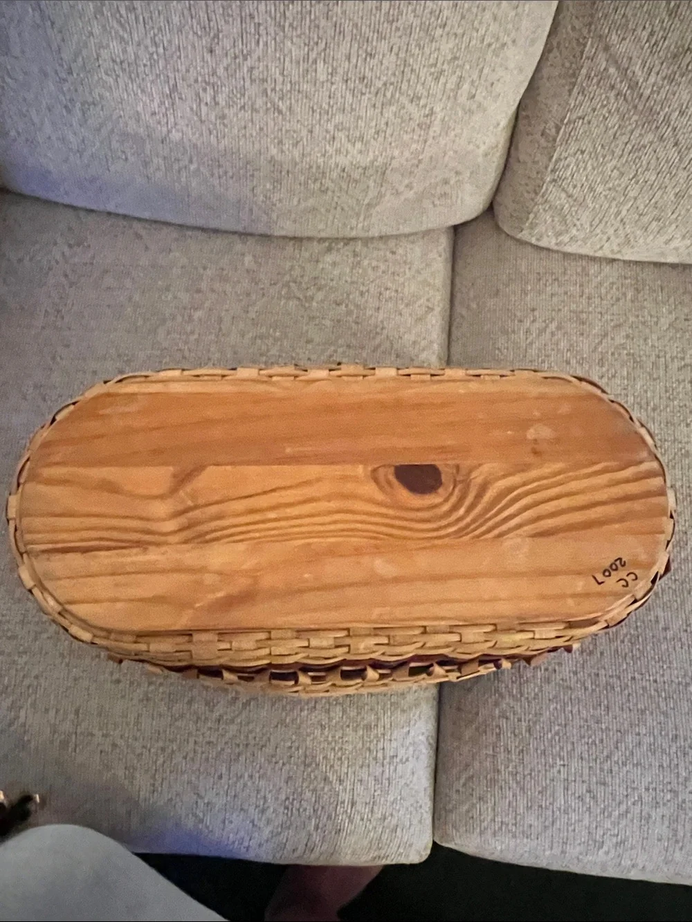 Handwoven Oval Basket with Leather Handles - Natural & Dark Brown